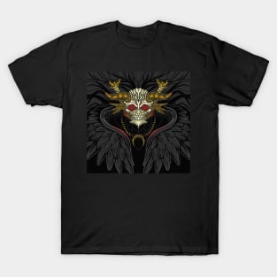 red eyes skull with black wings T-Shirt